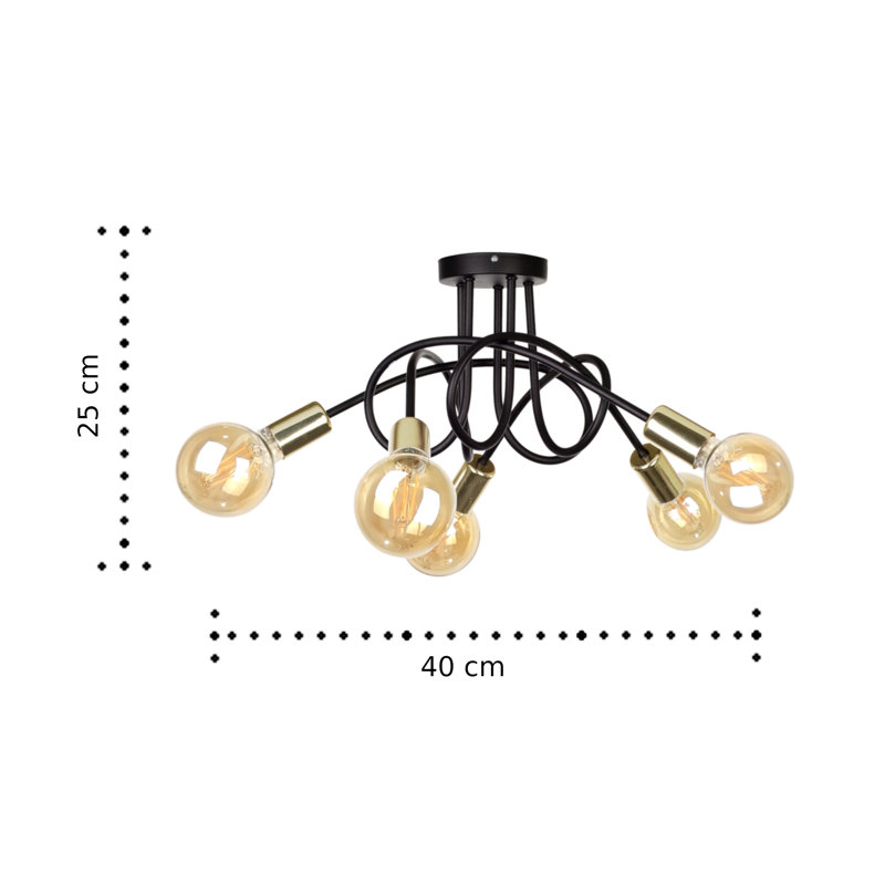 Keytesville 5 - Light Chandelier, Black/Gold