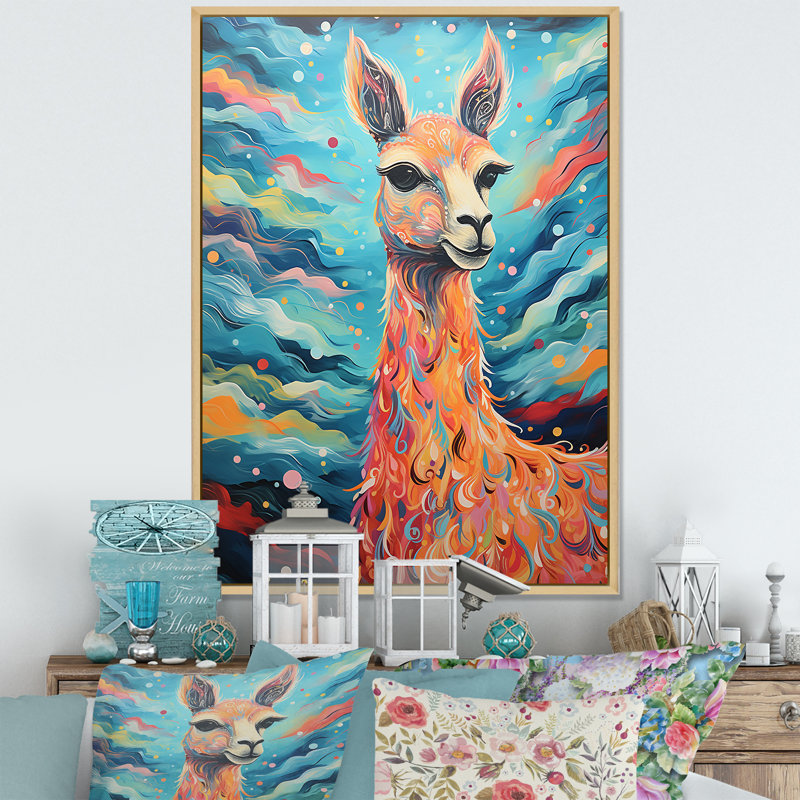 Portrait lumineux d'un lama - lama, White Picture Framed, 32" H x 16" W