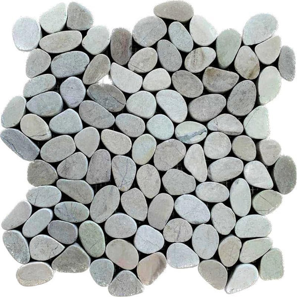 CNK Tile White Small Sliced Pebble Tile