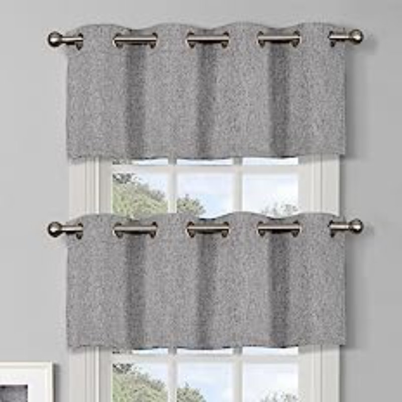 Cantonnière festonnée de couleur unie de 52 po en gris