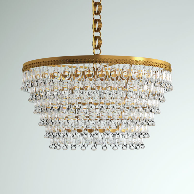 Beno 6 - Light Dimmable Tiered Chandelier, Brass
