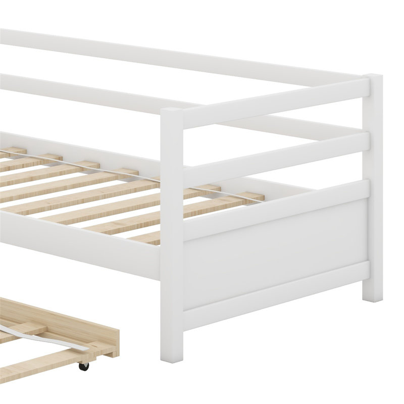 Shantee Wooden Daybed with Trundle, White