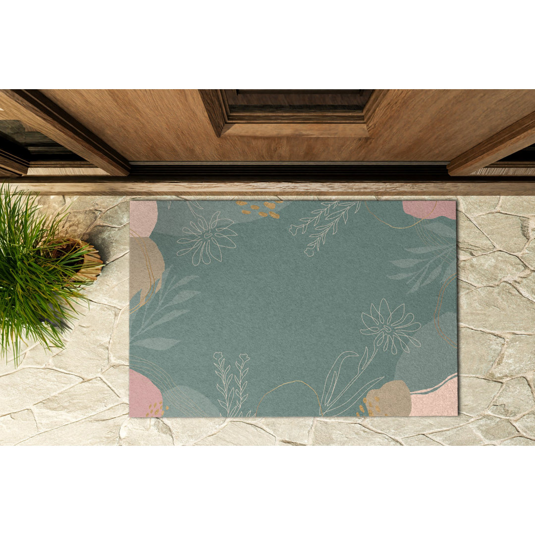 Minimalistische Blumen 60 x 90 cm Antirutsch-Türmatte für draußen