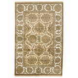 Hand Knotted Wool Area Rug in Gold And Ivory