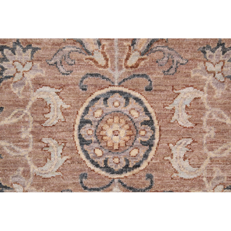 Tapis beige et gris foncé de haute qualité noué à la main