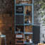 Vitrines en fer bleu + verre trempé