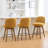 26" Mid-Century Modern Counter Height Bar Stools, 360° Swivel Fabric Upholstered Barstools with Solid Wood Legs, Island Chairs with Backrest, Yellow-1355596000