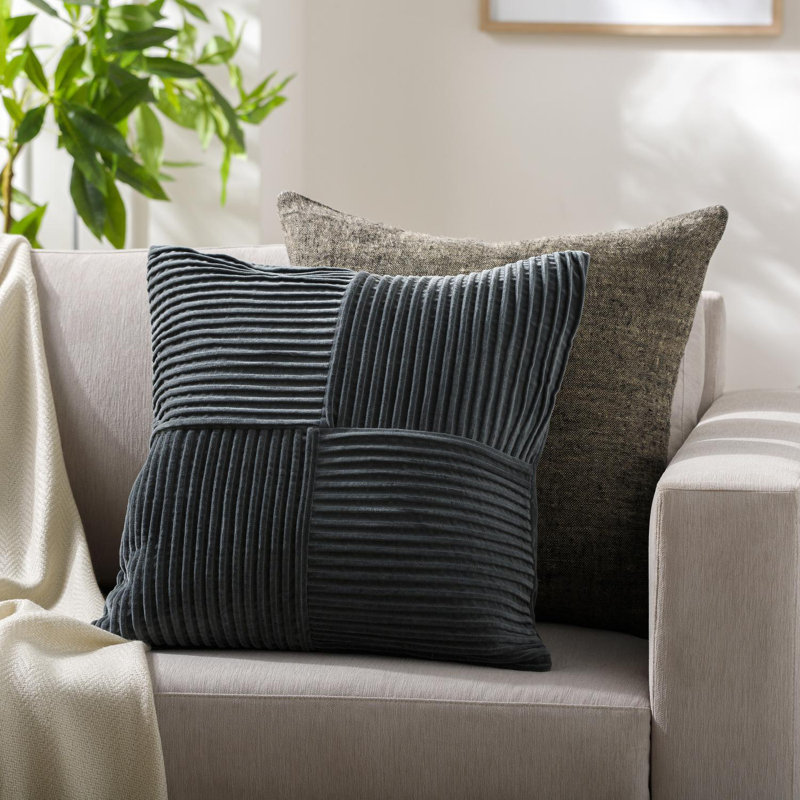 Conrad Cotton Throw Square Pillow Cover & Insert, Teal, 20"H x 20"W, Pillow Cover Only - No Insert