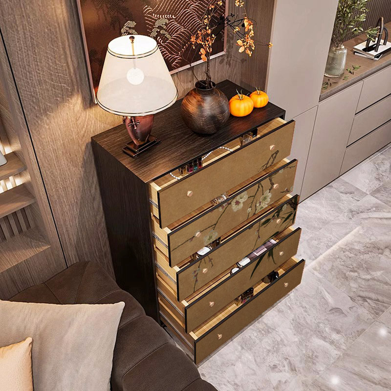 Armoire décorative à cinq tiroirs Ash, Noyer