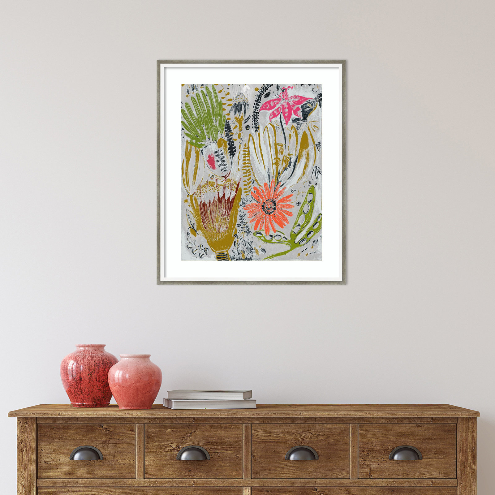 Tropical Blooms by Maya Woods, Gray, 21" W x 25" H