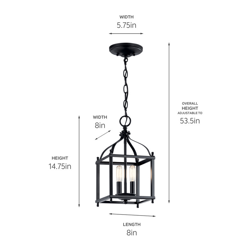 Luminaire suspendu cage noir 2 lumières, Noir