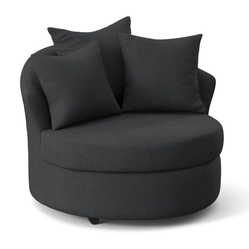Alsup Upholstered Barrel Chair, Bulldozer Slate