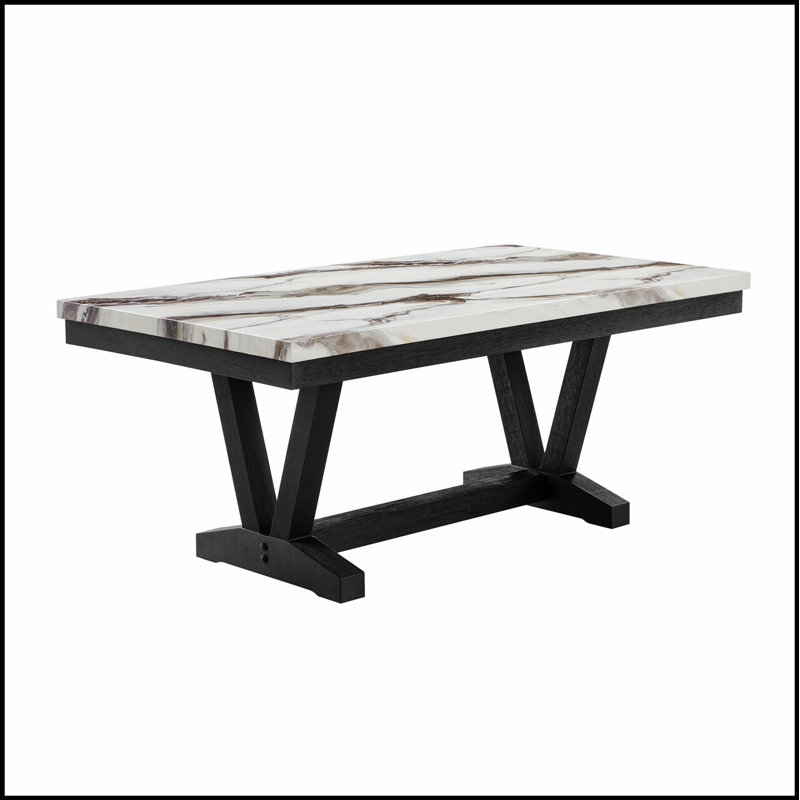 Table de salle à manger Panda en marbre noir et blanc, élégante et durable pour une décoration moderne et polyvalente