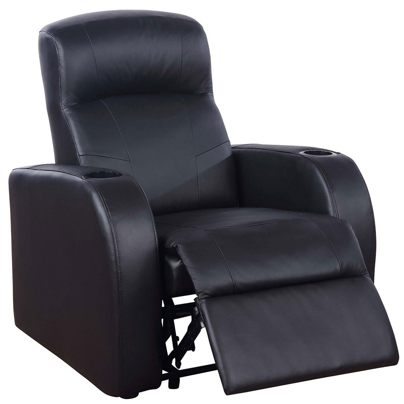 Fauteuil inclinable noir rembourré avec porte-gobelet