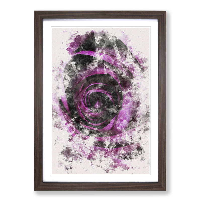 Striking Purple Rose - Picture Frame Graphic Art Print, 33cm H x 24cm W x 2cm D, Walnut Framed