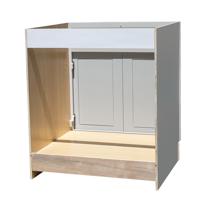 Hallatrow Gray Shaker Sink Base Cabinet, 34.5" H x 30" W x 24" D