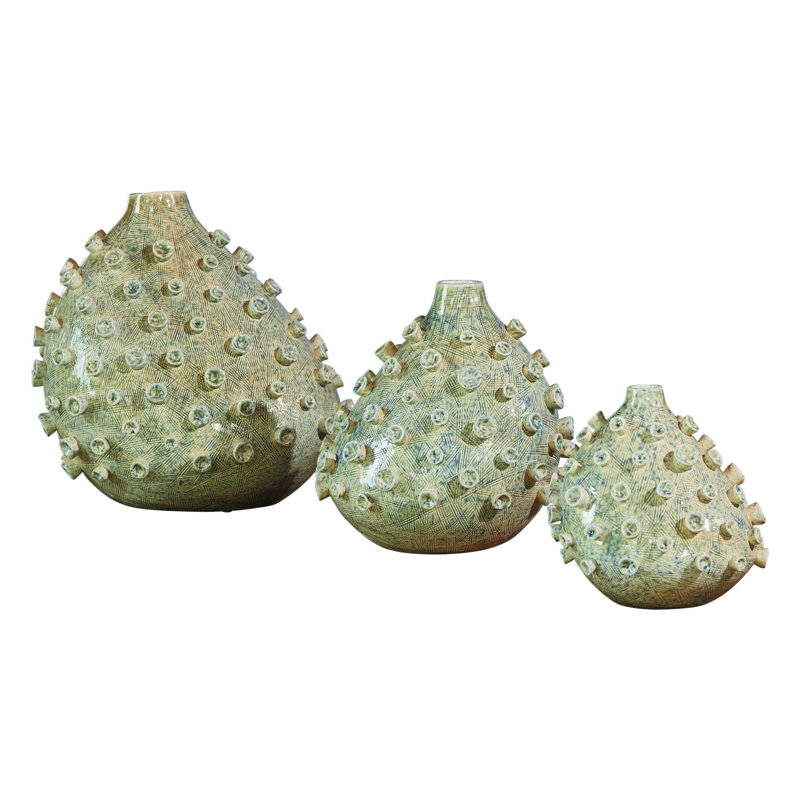 Sea Coral Vase in Cream/Blue, 12" H x 10" W x 12" D