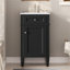 Ensemble de meuble-lavabo simple de 18 po avec lavabo en céramique, ensemble de meuble-lavabo autoportant avec porte à fermeture douce, tablette réglable, style français, pieds pleins, noir-129908281-129908280