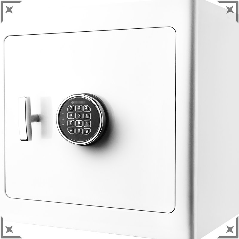 1.01 Cubic Ft White Safe For Jewelry - Construction And Fire Resistance Cabinet Steel With Protective Interior