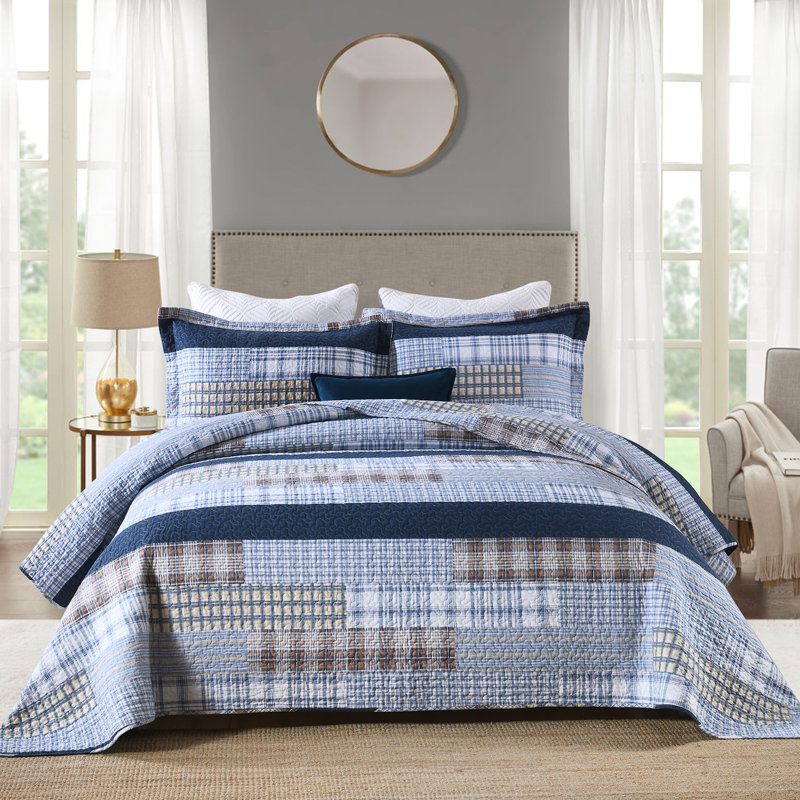 Ensembles de courtepointe 100% coton 98 po x 106 po DDUOXIN - 1 courtepointe avec 2 taies décoratives