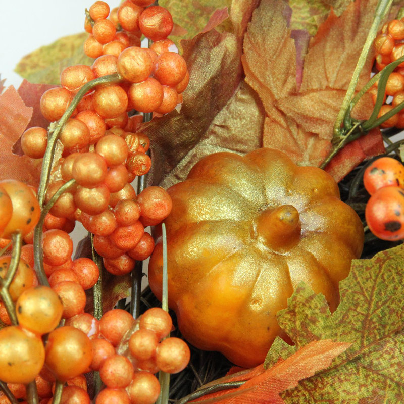 Autumnal Charm Pumpkin and Berry 22" Harvest Wreath