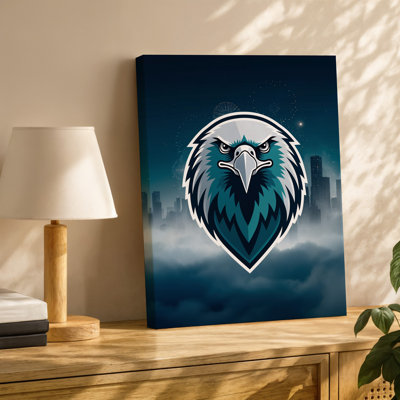 Canvas Create A Dynamic And Bold Digital Artwork Featuring A Stylized Wall Art Eagle S Head Logo Prominently Displayed In The Center Canvas Wall Art