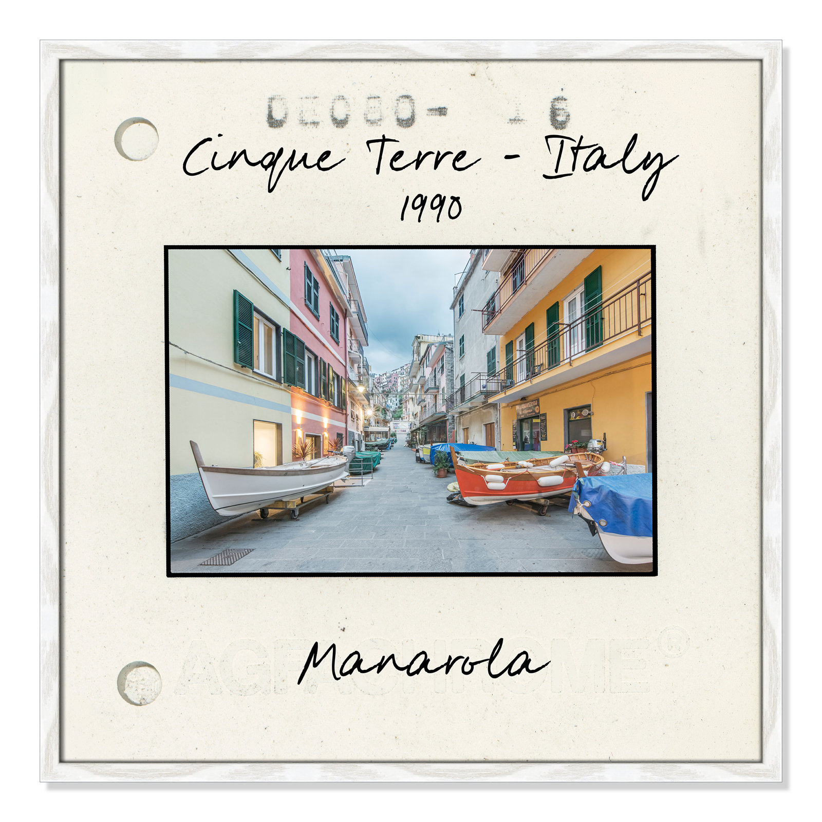 Ritona "Cinque Terre - Manarola" Print, White Single Picture Framed Paper, 27.5" H x 27.5" W x 0.75" D