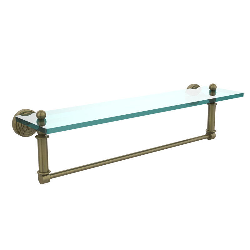Beresford Bracket Shelf with Towel Bar, Antique Brass, 22" W x 5" H