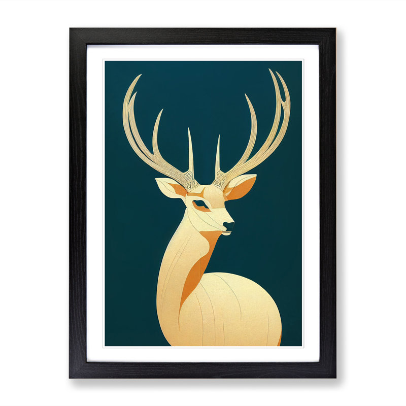 Arisztid Deer Art Deco Style 1 Piece Wall Art, 34cm H x 25cm W x 2cm D, Oak