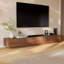 Modern Tv Stand With Abstract Coffee Table Set For Living Room, Walnut