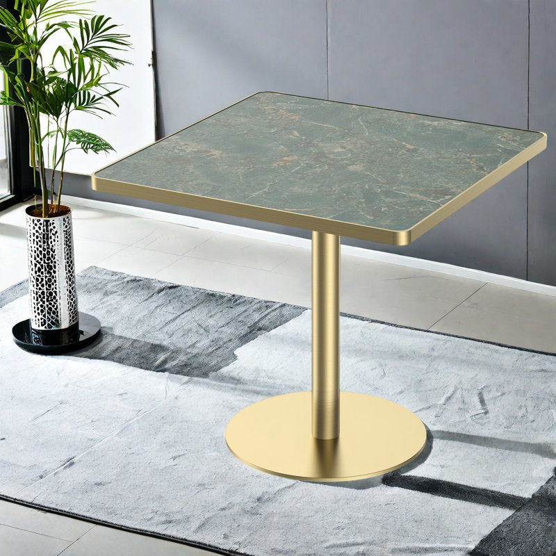Tables de salle à manger modernes et durables avec cadre en acier imitation marbre pour la cuisine