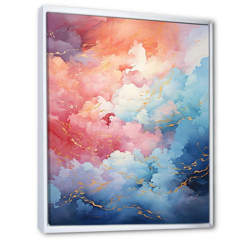 Abstrait galaxie céleste abstraite - impressions sur toile ciel, H 40 po x l 30 po x P 1,5 po, Cadre flottant blanc