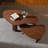 2-Piece Modern Irregular Shape Nesting Coffee Table Set, Easy Assembly for Living Room and Office, Walnut Finish-730347443
