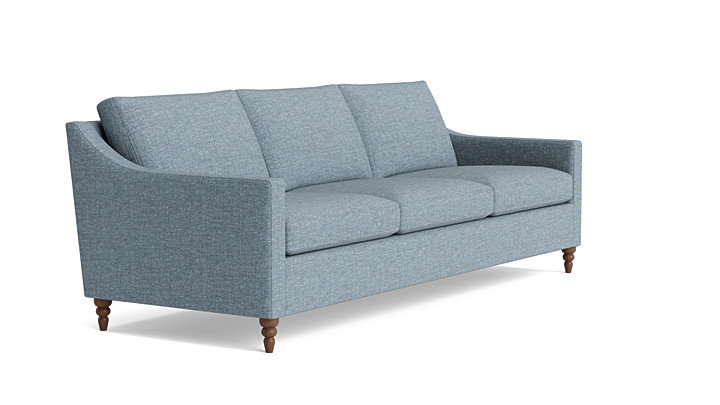Vera Sofa (95"), Performance Weave - Carrot, Walnut Finish (Turned)