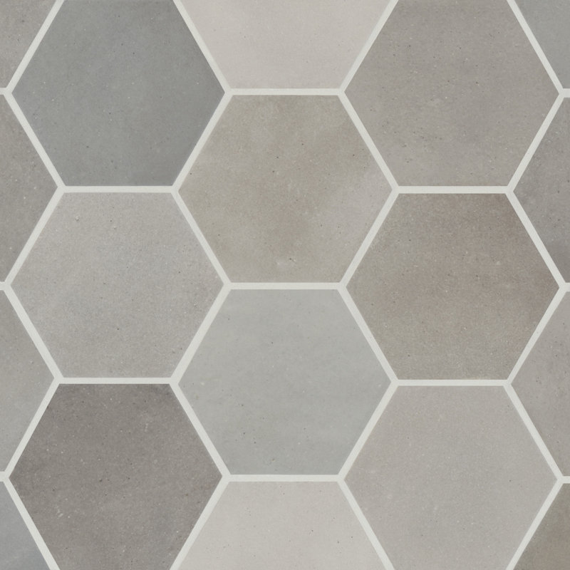 Celine 4" x 5" Porcelain Patterned Wall & Floor Tile, Greige