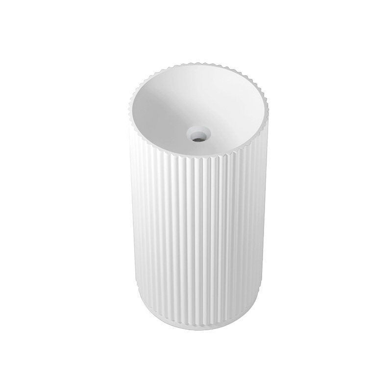 Lavabo à surface solide blanc piédestal Fanny, Naturel