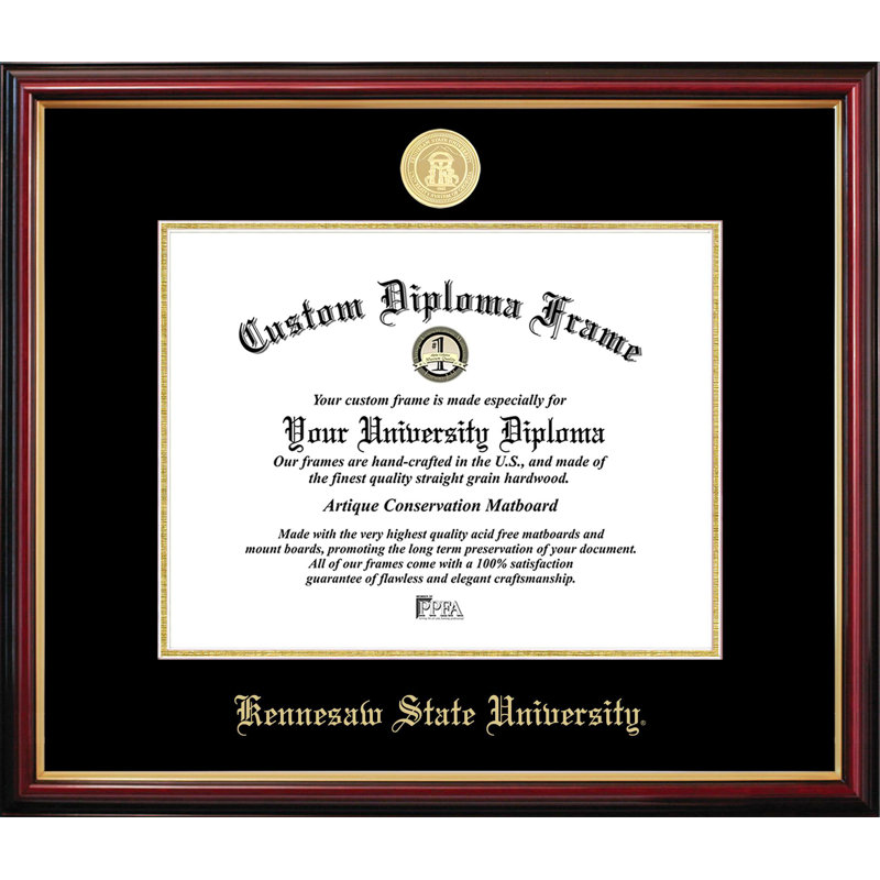 Cadre de petit diplôme de l'Université Kennesaw State, L 14 po x H 11 po, NCAA Kennesaw State