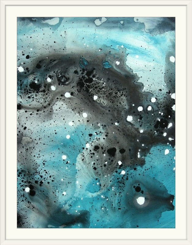 Turquoise Ecstasy by Megan Duncanson - Print, 44" H x 35" W x 1" D, White Framed