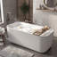 Baignoire tourbillon autoportante 67 po en acrylique brillant blanc avec drain chromé 67 po
