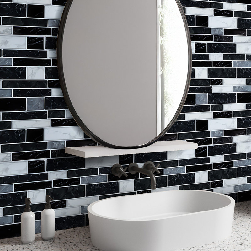 30cm x 30cm Wallpaper Tile, White/Black