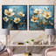 Les boutons d'or sont représentés sur un fond - ensemble de 2 collages floraux carrés-711317555-711317552