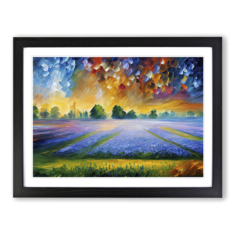 Bluebell Field Shimmer Vol.3 - Single Picture Frame Painting, 25cm H x 34cm W x 2cm D, Black Framed