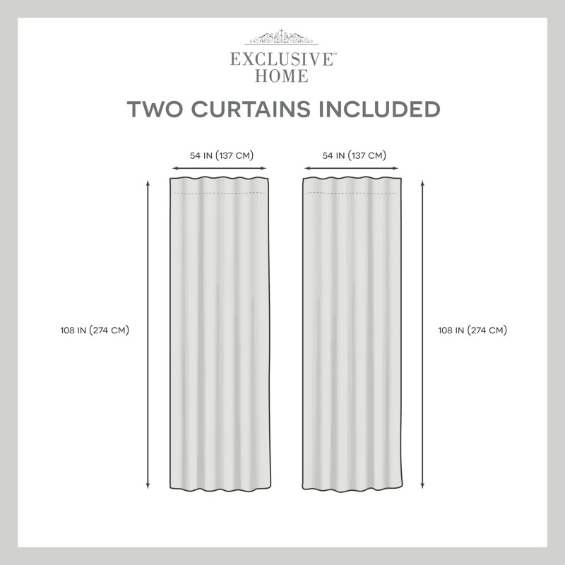 Paire de rideaux semi-transparents Leon, Blanc, l 54 po x L 108 po