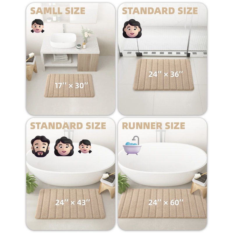 Tapis pour salle de bain Earley, Simple - l 17 po x L 30 po, Kaki