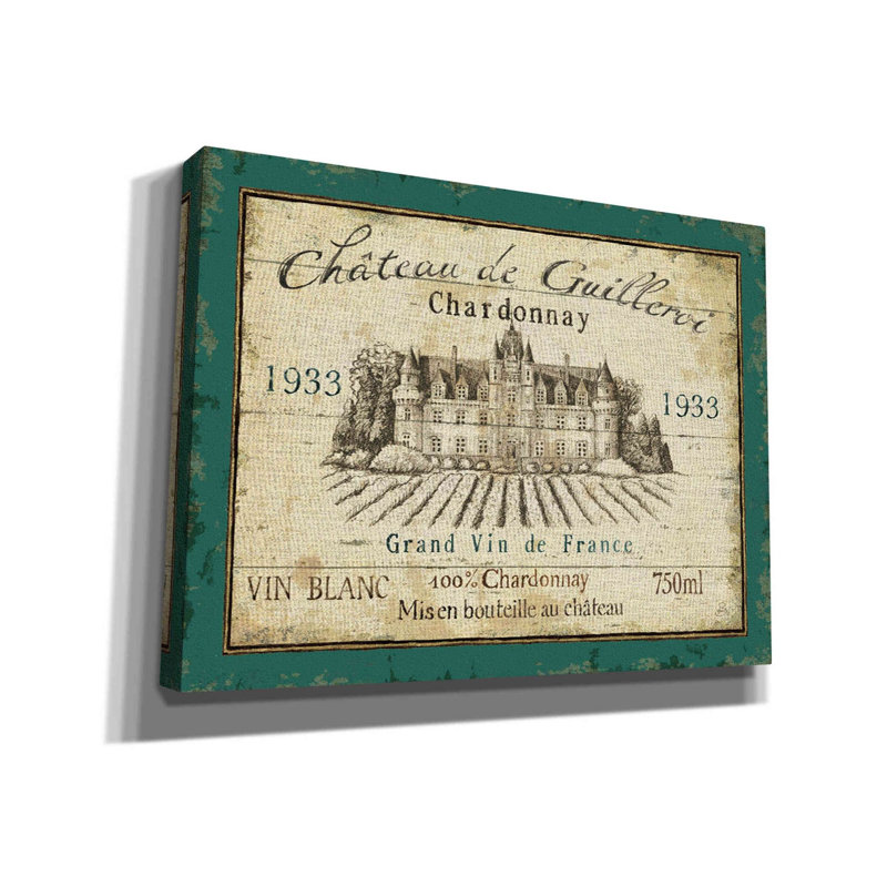 «French Wine Label IV» par Daphne Brissonet, art mural sur toile, H 40 po x l 54 po x P 1,5 po