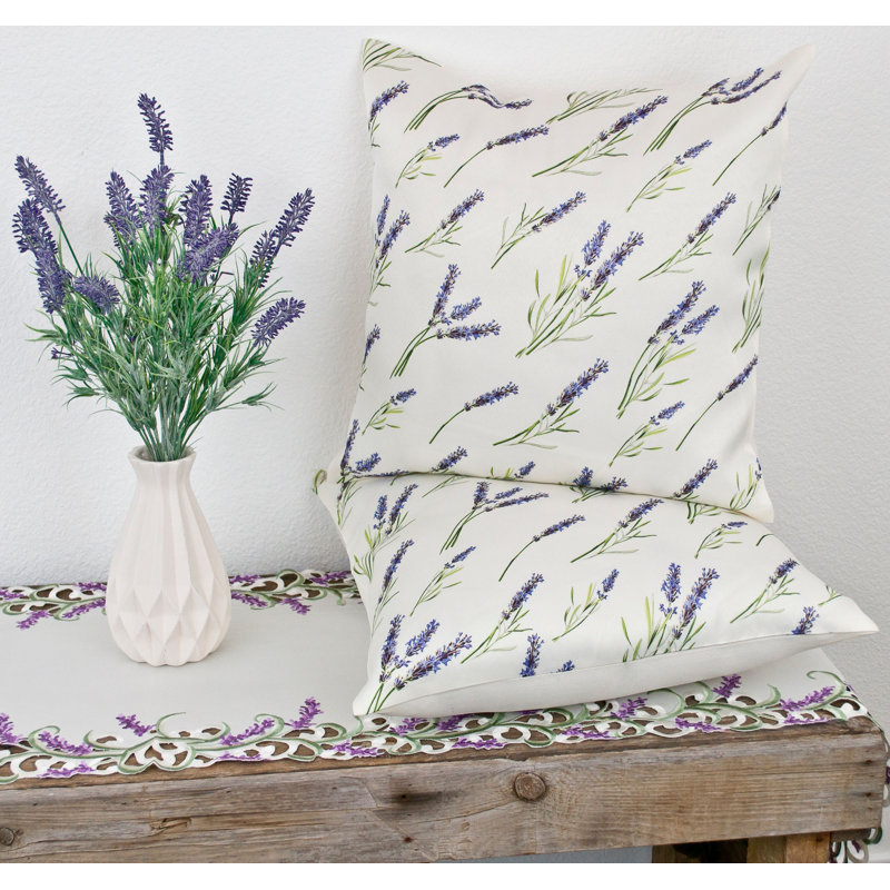Lavande lilas Collection Elegant Harvest Lavender Flowers Vintage Floral Ivory (18 po x 18 po)