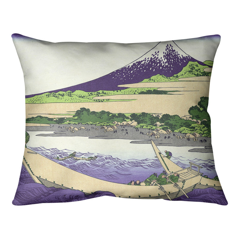 Coussin lombaire katsushika hokusai, shore of tago bay, 14 po x 10 po, Duvet synthétique, Mauve
