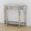 Mirrored Glass Console Table With Open Storage Shelves