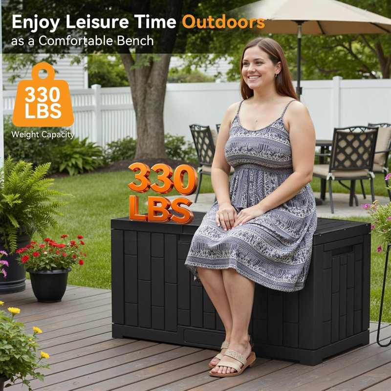 Storage Box, 60 Gallon Deck Box Indoor and Outdoor Use, Waterproof Resin Storage Bin for Patio Furniture, Black