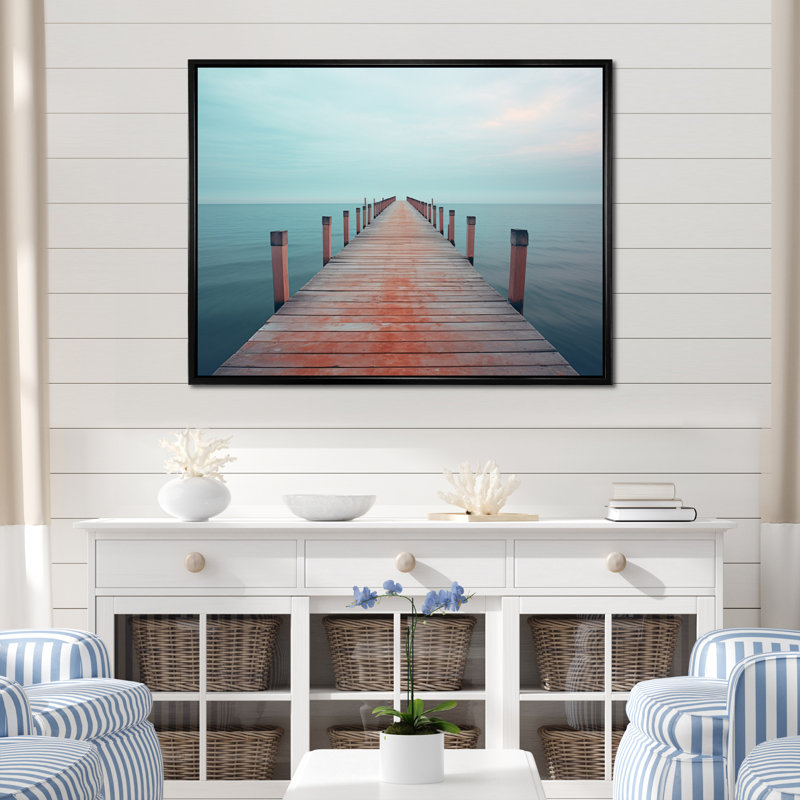 Tiphonnet Pier To Infinity II sur toile, Cadre flottant noir, H 12 po x l 20 po x P 1 po